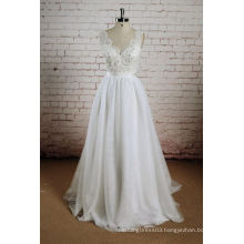 White Lace and Chiffon Wedding Dress Sheath Strap Wedding Dress Gown